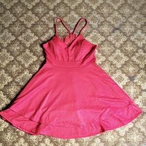 Red Strap Dress with partial open back & lace